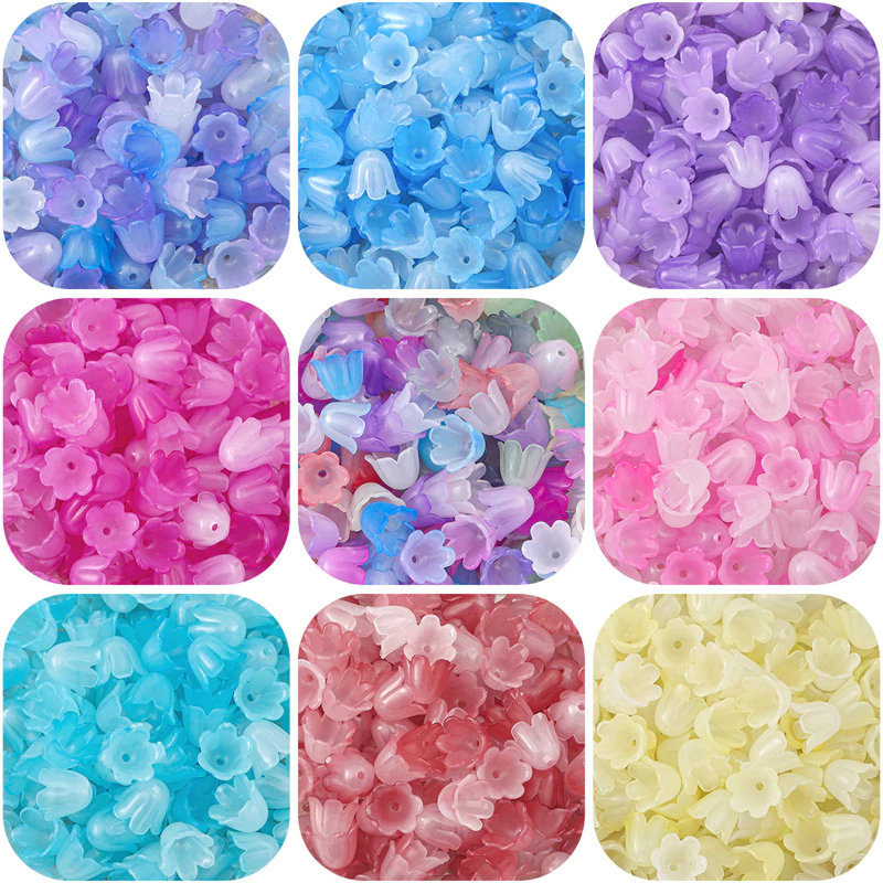 ลูกปัดดอกผักบุ้งอะครีลิค 10x8mm 100 ชิ้น/แพ็ค สำหรับ DIY งานเครื่องประดับทำต่างหูและสร้อยข้อมือ
