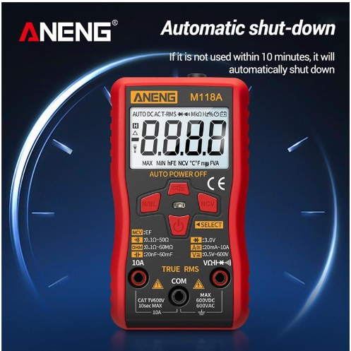 Aneng M118A เครื่องทดสอบมัลติมิเตอร์ดิจิตอลขนาดเล็กพร้อมที่วางไฟฉาย Ncv 6000Counts