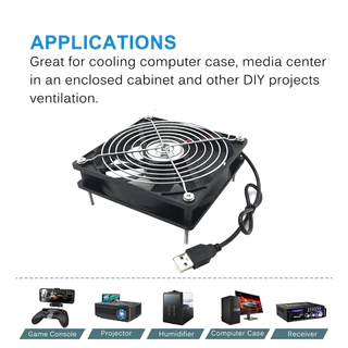 พัดลมระบายความร้อนเคส USB 5V ขนาด 80x80x25 มม. สําหรับรีซีฟเวอร์ DVR กล่องทีวี Xbox เราเตอร์ ขนาด 120x120x25 มม.