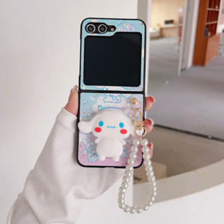 เคสโทรศัพท์มือถือ แบบพับได้ ลายสุนัขหูใหญ่ พร้อมตุ๊กตา สําหรับ Samsung Galaxy Z Flip 5 4 3 ZFlip5 ZFlip4 ZFlip3 ZFold5 ZFold4 ZFold3