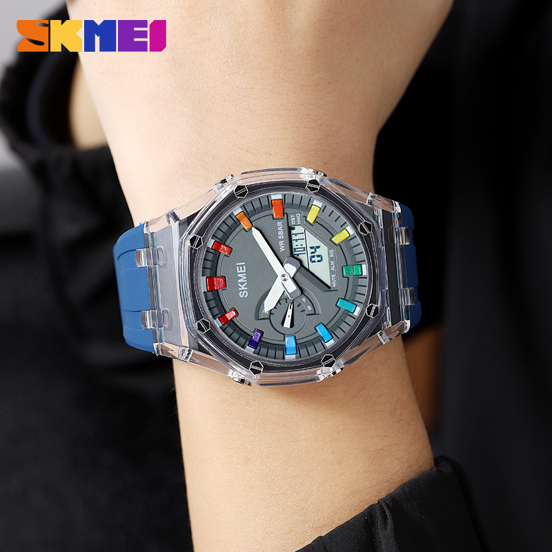 Skmei 2100 นาฬิกาข้อมือดิจิทัล หน้าจอ LED กันน้ํา กันกระแทก หลากสี สําหรับผู้ชาย