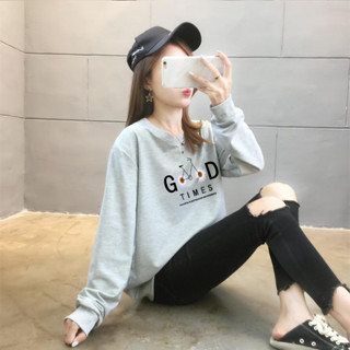 ใหม่ เสื้อกันหนาว คอกลม แขนยาว พิมพ์ลายดอกเบญจมาศ ทรงหลวม ขนาดใหญ่ สําหรับผู้หญิง