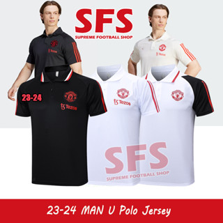 【SFS】เสื้อโปโลแขนสั้น ลายทีมชาติฟุตบอล MU Man U 23-24 ชุดเยือน คุณภาพสูง สีดํา สําหรับผู้ชาย ไซซ์ S-2XL