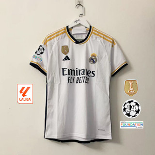 เสื้อกีฬาแขนสั้น ลายทีมชาติฟุตบอล Real Madrid 23 24 ไซซ์ S - 4XL ชุดเหย้า