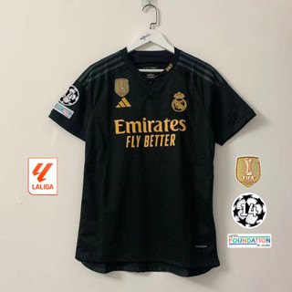 เสื้อกีฬาแขนสั้น ลายทีมชาติฟุตบอล Real Madrid 3rd 23 24 ไซซ์ S - 4XL