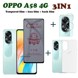 Oppo A58 ป้องกันการแอบมอง ความเป็นส่วนตัว กระจกนิรภัย OPPO A78 ป้องกันหน้าจอ + ฟิล์มเลนส์ + ฟิล์มด้านหลัง