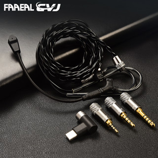 Faaeal CVJ Hato สายเคเบิลหูฟังเล่นเกม พร้อมไมโครโฟน ถอดออกได้ 3.5 มม. Type-C สําหรับ IEM Audio Gaming Esports C Pin