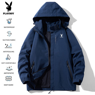 PLAYBOY Autumn and Winter Mens Outdoor Sprint Coat Hooded Jacket