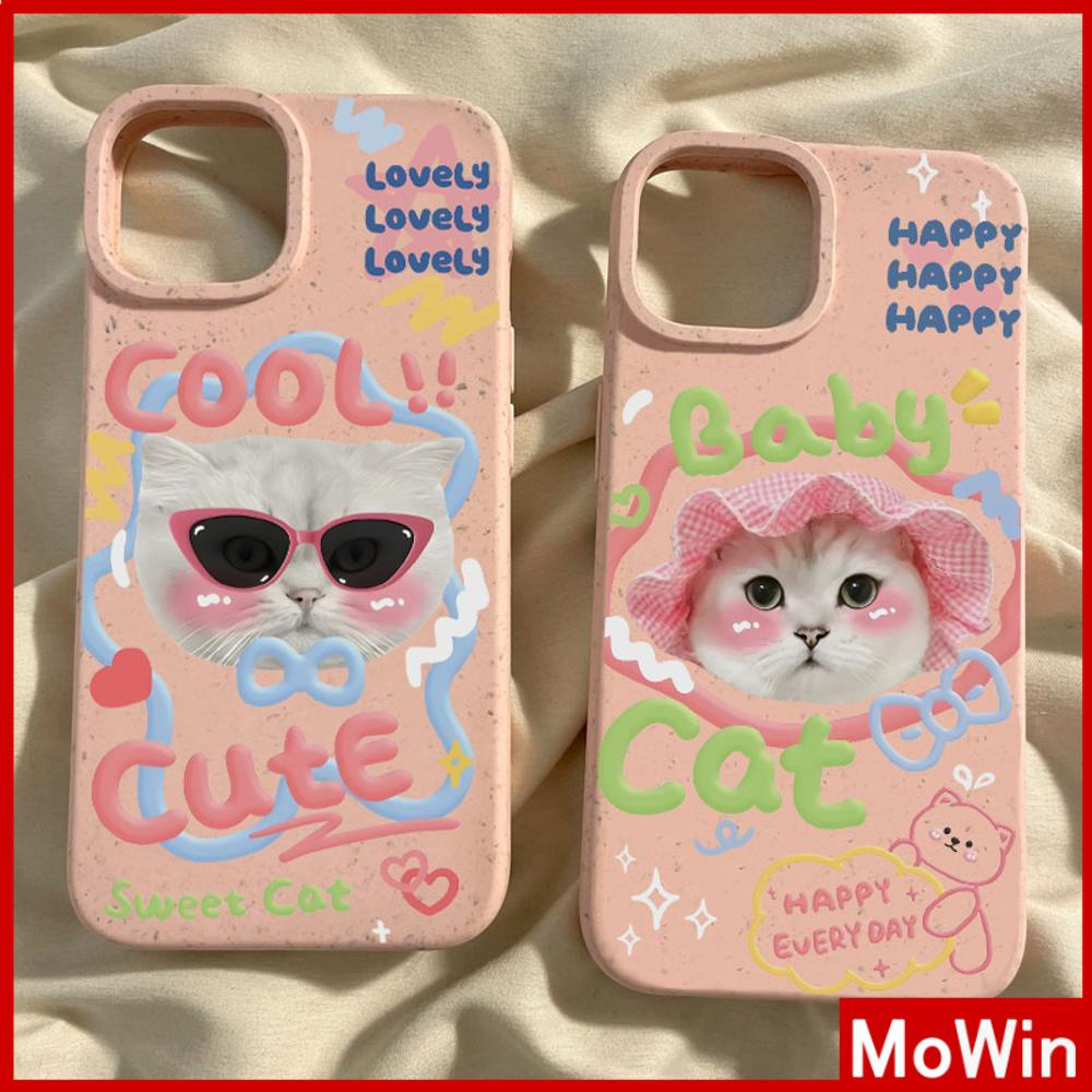 Mowin - เข้ากันได้สำหรับ 15 เคสไอโฟน11 เคส iphone 11 เป็นมิตรกับสิ่งแวดล้อม Biodegradable Case Soft กันกระแทกป้องกันสีชมพูน่ารัก Cool Baby Cat เข้ากันได้กับ iPhone 13 Pro max 12 Pro Max XR XS 7 8Plus