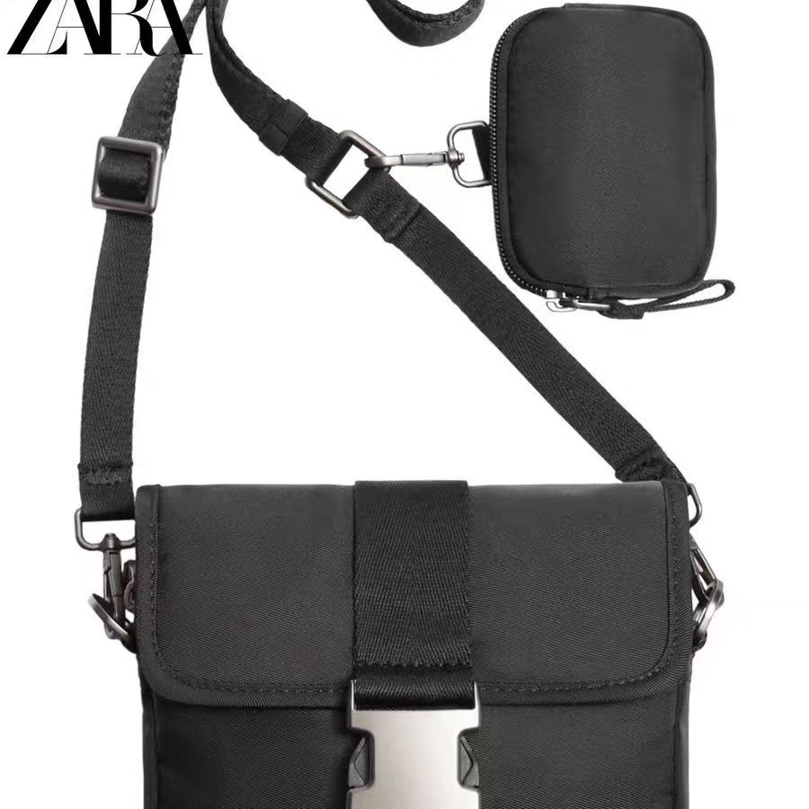 Zara กระเป๋าสะพายไหล่ลําลอง ผ้าไนล่อน ทรงสี่เหลี่ยม ขนาดเล็ก เข้ากับทุกการแต่งกาย สําหรับผู้ชาย