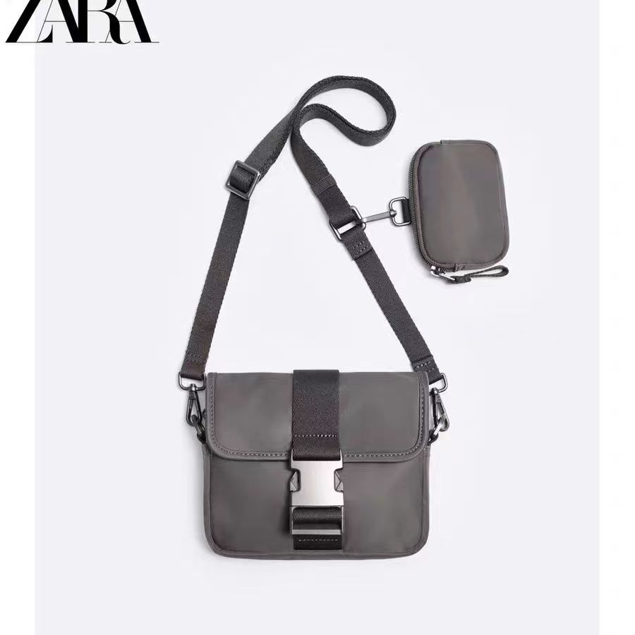 Zara กระเป๋าสะพายไหล่ลําลอง ผ้าไนล่อน ทรงสี่เหลี่ยม ขนาดเล็ก เข้ากับทุกการแต่งกาย สําหรับผู้ชาย