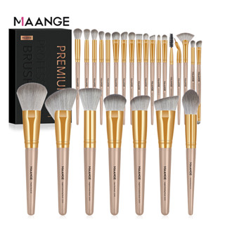Maange ชุดแปรงแต่งหน้ามืออาชีพ 25 ชิ้น พร้อมกล่อง ชุดเครื่องมือแต่งหน้า สีดำ / ทอง