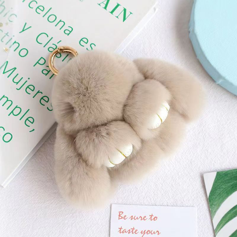 จริงกระต่ายขนกระเป๋าจี้จี้กระต่ายตุ๊กตาตุ๊กตากระต่ายรถพวงกุญแจจี้มินิตายกระต่ายกระเป๋านักเรียนจี้ - รูปที่ 4