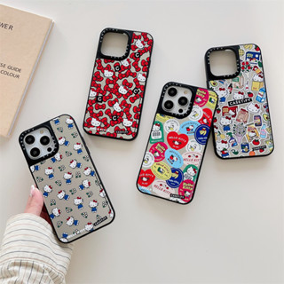 CASE.TIFY HELLOKITTY High-end mirror Phone case for iphone 14 14pro 14promax 13 13pro 13promax High quality drop and shockproof hard case 12 12pro 12promax 11 Cute Graffiti elegant graffiti sticker pattern New Design ins style popular