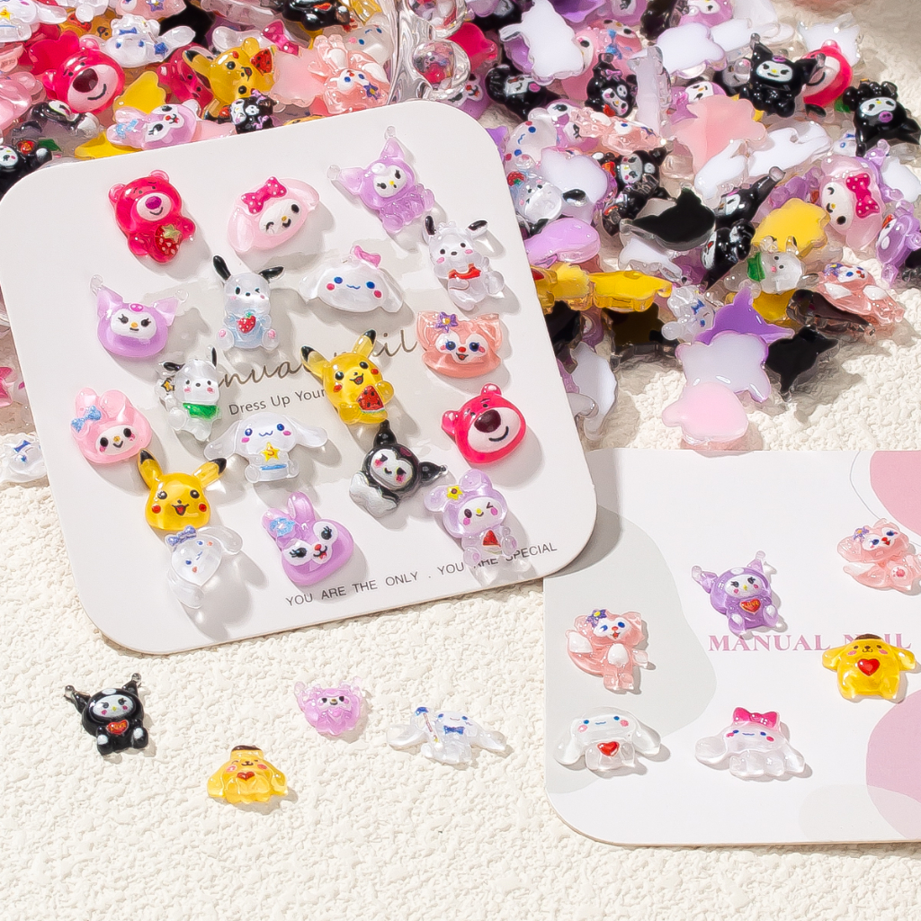 การ์ตูนคุโรมิ ซานริโอ้ 3D เล็บแพทช์ สวมใส่ได้ ตกแต่งเล็บ DIY 50 ชิ้น