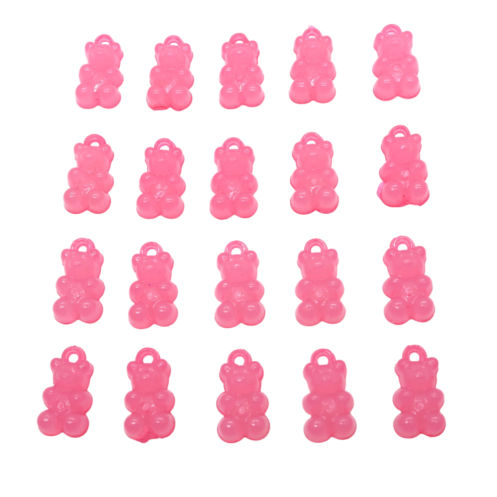 Charm จี้อะคริลิค รูปการ์ตูนหมี ขนาด 12 * 21 มม. แฮนด์เมด หลากสี สําหรับทําเครื่องประดับ สร้อยคอ สร้อยข้อมือ DIY 20 ชิ้น