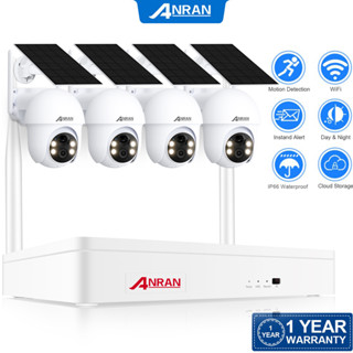 Anran ชุดกล้องวงจรปิดไร้สาย พลังงานแสงอาทิตย์ 8 ช่องทาง Nvr 3MP 4 ชิ้น