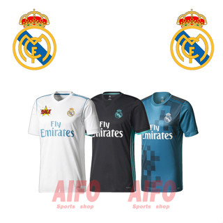 เสื้อกีฬาแขนสั้น ลายทีมฟุตบอล Real Madrid Jersey 17-18 ชุดเหย้า คุณภาพสูง สําหรับผู้ชาย