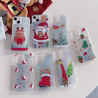 เคสโทรศัพท์มือถือ มีทรายไหล ลาย Merry Christmas สําหรับ iphone 14 13 12 11 Pro MAX 14Plus 14Pro 13Pro 12Pro 11Pro 12mini 13mini XSMAX XR X XS 6 6s 7 8 Plus SE 5S