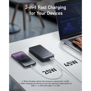 Anker พาวเวอร์แบงค์ (PowerCore 24000mAh สําหรับแล็ปท็อป iPhone iPad) 65W ชาร์จเร็ว