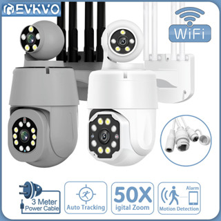 【Double Different Images - ซูม 50x 】กล้องวงจรปิดไร้สาย EVKVO 4K 8MP 360 WIFI PTZ IP มองเห็นกลางคืน แอพ iCam365 กันน้ํา สําหรับกลางแจ้ง