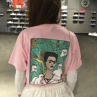 Ripndip FRIDA เสื้อยืดคอกลม แขนสั้น พิมพ์ลายแมว ราคาถูก สําหรับคู่รัก สเก็ตบอร์ด