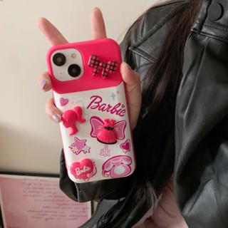 เคสโทรศัพท์มือถือแบบนิ่ม กันกระแทก ลายบาร์บี้น่ารัก 3D หรูหรา เรียบง่าย สําหรับ iPhone 11 14PROMAX 13PROMAX 12PROMAX 14 14PRO