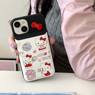 เคสโทรศัพท์มือถือแบบนิ่ม กันกระแทก ลายเฮลโลคิตตี้ 3D หรูหรา เรียบง่าย สําหรับ iPhone 11 14PROMAX 13PROMAX 12PROMAX 14 14PRO