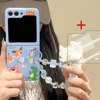 เคสโทรศัพท์มือถือ PC แบบแข็ง ป้องกัน ลายการ์ตูนน่ารัก พร้อมสายคล้อง สําหรับ Samsung Galaxy Z Flip 5 5G ZFlip 5 Flip 5 ZFlip5