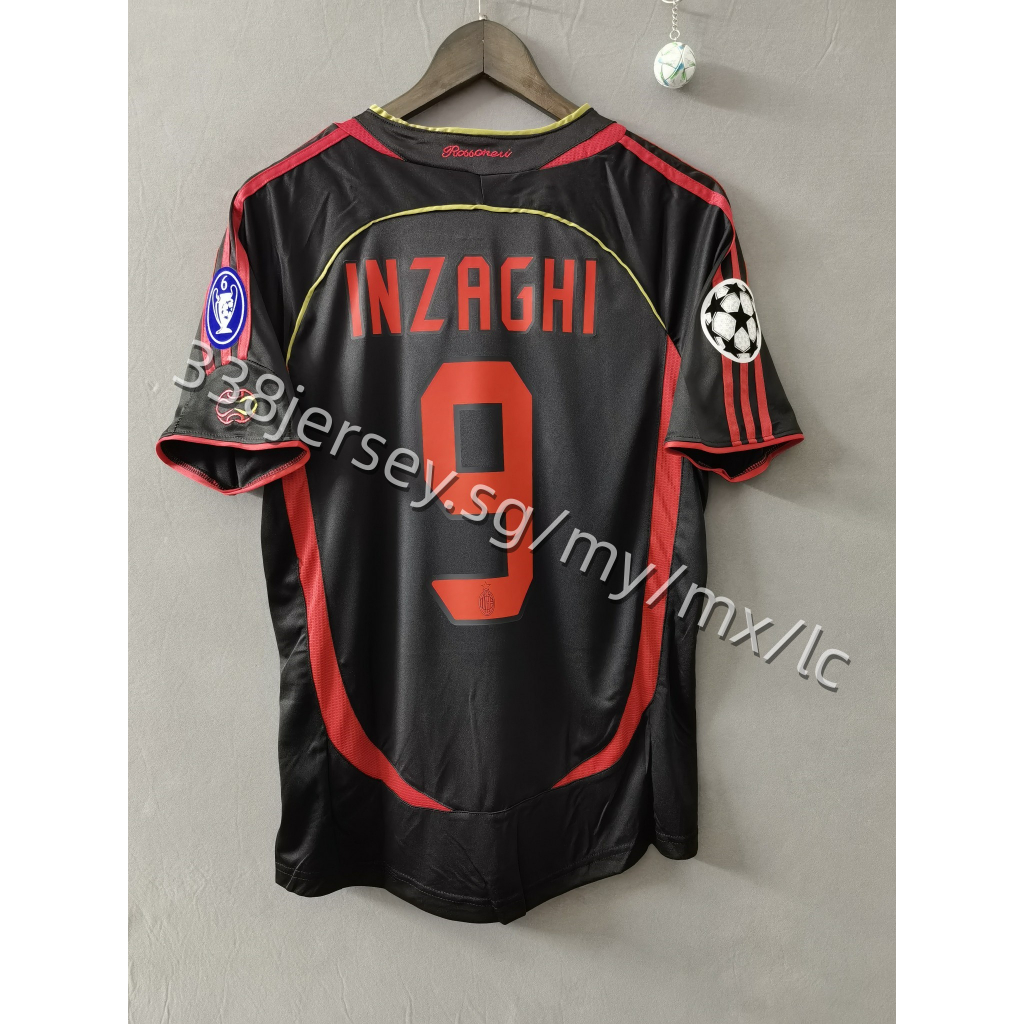 06-07 AC Milan INZAGHI MOLDINI เยือนสาม 3A เสื้อฟุตบอลย้อนยุคแบบกําหนดเอง INZAGHI MOLDINI