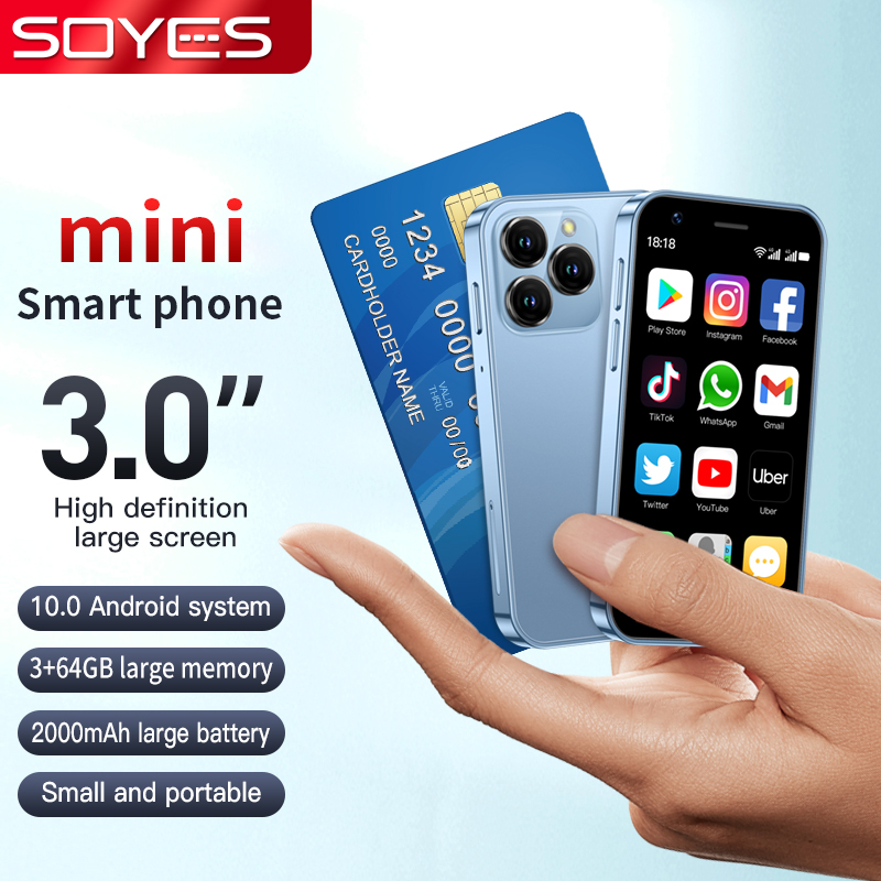 Soyes XS16 Mini 4G สมาร์ทโฟน Dual SIM 3.0 นิ้ว 3GB RAM 64GB ROM Quad Core WIFI บลูทูธ Android 10.0 โทรศัพท์มือถือ