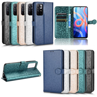 เคส Xiaomi Redmi Note 11 12 11s Pro Plus Pro+ 5G Prime 4G Case Flip Cover เคสเคสโทรศัพท์หนังฝาพับพร้อมช่องใส่บัตร สําหรับ Hexagon Pattern PU Leather Case Flip Cover Wallet ฝาพับหนัง เคสฝาพับ เคสเปิดปิด