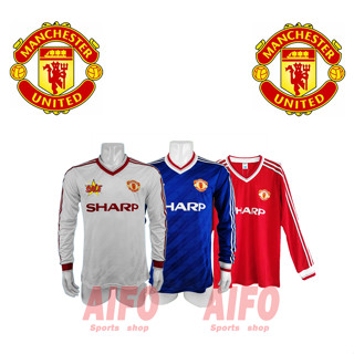 เสื้อกีฬาแขนยาว ลายทีมชาติฟุตบอล MU 1986 88 ชุดเยือน สไตล์เรโทร คุณภาพสูง สําหรับผู้ชาย