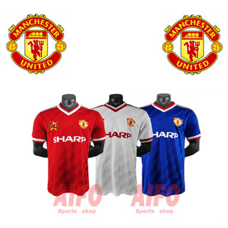 เสื้อกีฬาแขนสั้น ลายทีมชาติฟุตบอล MU 1986/88 ชุดเยือน สไตล์เรโทร คุณภาพสูง สําหรับผู้ชาย