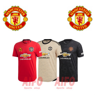 เสื้อกีฬาแขนสั้น ลายทีมชาติฟุตบอล MU 2019/20 ชุดเยือน สไตล์เรโทร คุณภาพสูง สําหรับผู้ชาย