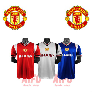 เสื้อกีฬาแขนสั้น ลายทีมชาติฟุตบอล MU 1985 ชุดเยือน สไตล์เรโทร คุณภาพสูง สําหรับผู้ชาย