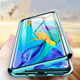 เคสโทรศัพท์มือถือแบบแก้ว โลหะ แม่เหล็ก สองด้าน 360 องศา สําหรับ Huawei P40 Pro Huawei P40 Lite