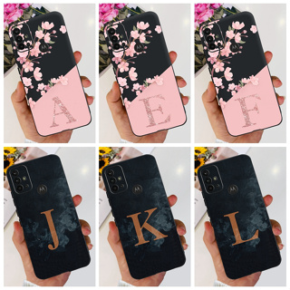 เคสโทรศัพท์ซิลิโคน TPU แบบนิ่ม พิมพ์ลายตัวอักษร และดอกไม้ สําหรับ Motorola Moto G10 G20 G30