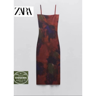 Zara ชุดเดรสกระโปรงถัก แขนกุด คอเดียว เอวสูง ทรงสลิมฟิต เซ็กซี่ สไตล์ยุโรป อเมริกัน สําหรับสตรี