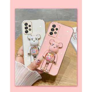 เคสโทรศัพท์ สําหรับ Realme C35 C33 C30 C55 C53 C30S C17 7i Narzo 50A Prime 4G 5G มือถือนิ่ม กันกระแทก ปิดด้านหลัง ลายหมี สีแคนดี้ พร้อมขาตั้ง