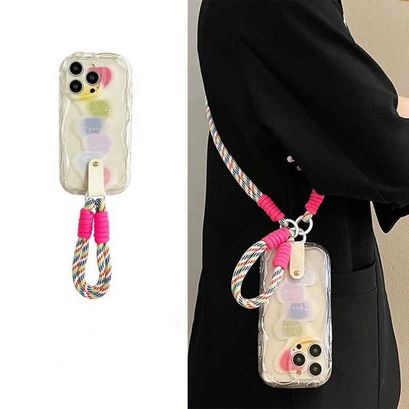 ใหม่ เคสโทรศัพท์มือถือ กันกระแทก พร้อมสายคล้องยาว และเชือกเส้นเล็ก สไตล์สร้างสรรค์ สําหรับ Iphone 14promax 13 12 11 7 8plus xr