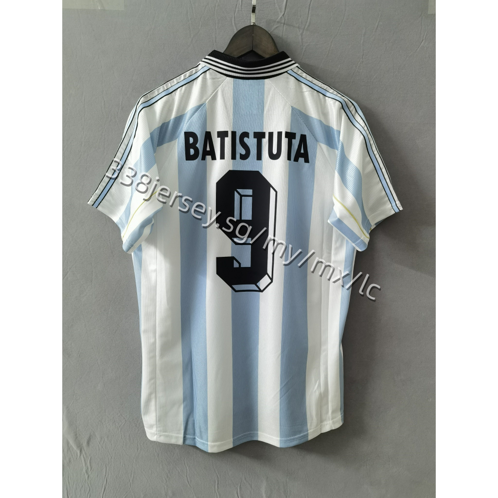 1998 Argentina home เสื้อฟุตบอลย้อนยุคแบบกําหนดเอง S-2XL BATISTUTA/ORTEGA