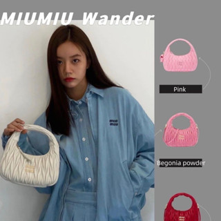 Taidu MIUMIU Wander กระเป๋าถือ หนังแกะ จับจีบ สไตล์เกาหลี ระดับไฮเอนด์ พร้อมกล่องของขวัญ แฟชั่นสําหรับสตรี