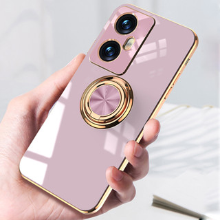 เคสโทรศัพท์มือถือ ซิลิโคนนิ่ม ขอบสี่เหลี่ยม พร้อมแหวนขาตั้ง สําหรับ Realme C55 C53 C51 C35 C30 C30S C25 C25S C25Y C21Y C15 C12