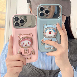 เคสโทรศัพท์มือถือแบบนิ่ม กันกระแทก ลายหมีพูห์ เมโลดี้ 3D พร้อมที่ตั้งวาง หรูหรา สําหรับ iPhone 15PROMAX 14ProMax 11 13PROMAX 12PROMAX