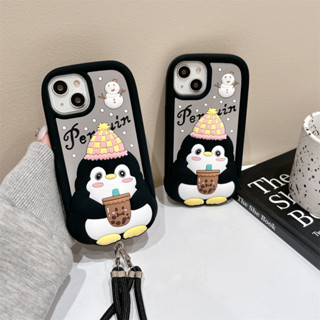 เคสโทรศัพท์มือถือ ลายเพนกวิน ชานม 3D สําหรับ iPhone15 ProMax 14ProMax 13 iPhone11 12 ProMax