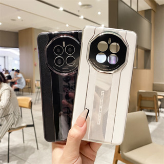 สําหรับ Huawei P60 Mate 60 50 40 RS 30 PRO เคส หรูหรา ชุบ ลิ้นจี่ หนัง Porsche Race track รูปแบบฮาร์ดพีซี เคสป้องกัน