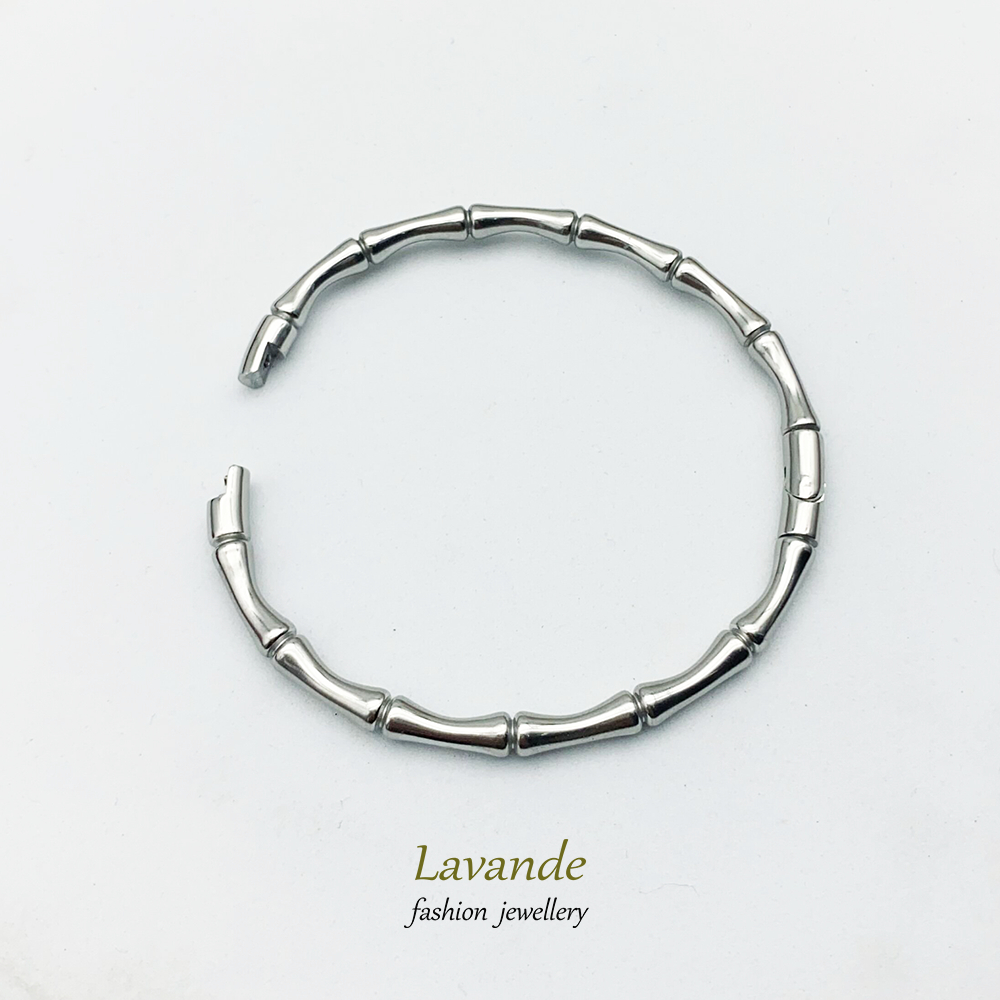 LAVANDE ไทเทเนียมเหล็กสร้อยข้อมือหัวเข็มขัดไม้ไผ่ไม่อบ Niche Design แฟชั่นอารมณ์ Retro สร้อยข้อมือหญิง 65XP ราคา ถูกที่สุด ดีลบีเคเค แกลเลอรีภาพที่ 2
