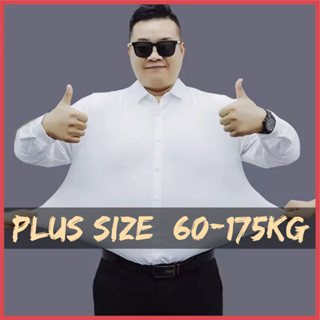 【Plus Size】เสื้อเชิ้ตแขนยาวลําลอง คอปก ทรงหลวม ขนาดใหญ่ สไตล์เกาหลี สําหรับผู้ชาย รองรับ 60-175 กก.