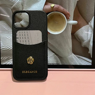 หรูหรา Camellia ช่องใส่การ์ดเคสโทรศัพท์สําหรับ iPhone 17Promax 17Air 16 15 14 13 12 Pro Max Plus PU หนังโทรศัพท์มือถือ